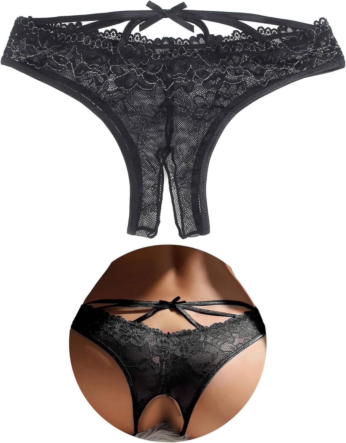 ohyeah Lace Panties for Womens Plus Size Cheeky Underwear Lace G-String Thongs T-Back Underpant Hipster Briefs