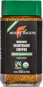Mount Hagen 3.53oz Organic Freeze Dried Instant Decaf Coffee | Eco-friendly, Fair-Trade Decaffeinated Coffee Made From Organic Medium Roast Arabica Beans [3.53oz Jar]