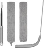 SetSail Dusters for Cleaning Retractable Gap Duster with Extension Pole Long Handle Cleaning Tools Flat Dust Cleaner with 2 Microfiber Dusting Cloths for Under Appliances Furniture Fridge