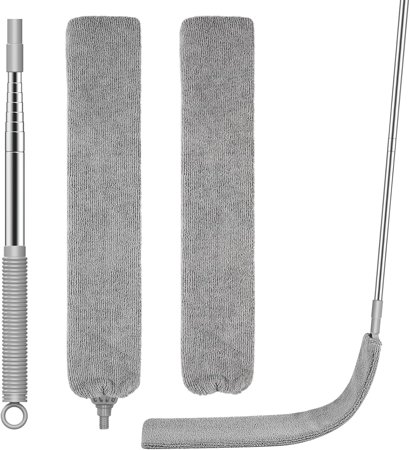 SetSail Dusters for Cleaning Retractable Gap Duster with Extension Pole 81-inch Long Handle Cleaning Tools Flat Dust Cleaner with 2 Microfiber Dusting Cloths for Under Appliances Furniture Fridge