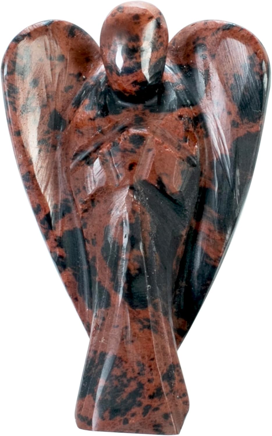"Mahogany Obsidian Gemstone Guardian Angel Healing Crystal, Hand Carved Pocket Angel Figurine - Handmade Mini Statue for Love, Peace & Healing, Crystals for Positive Energy, Natural Gemstone Figurine"