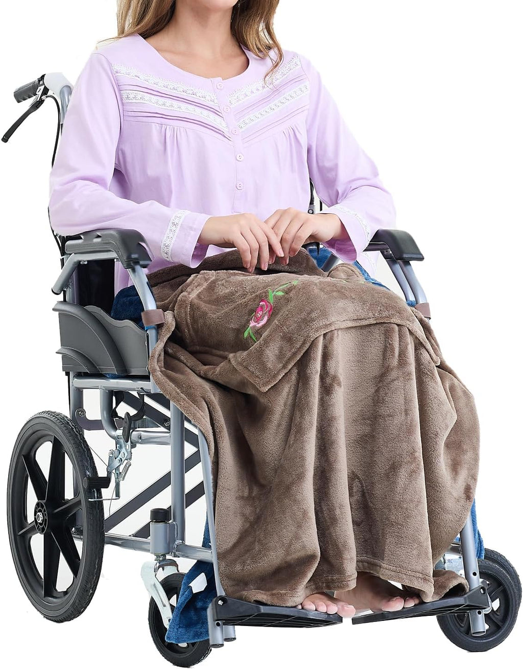 Keyocean Lap Blanket with Pocket, Lightweight Warm Cover for Elderly in Nursing Home, Hospital, on Wheelchair, Steeple Taupe