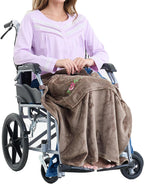 Keyocean Lap Blanket with Pocket, Lightweight Warm Cover for Elderly in Nursing Home, Hospital, on Wheelchair, Steeple Taupe