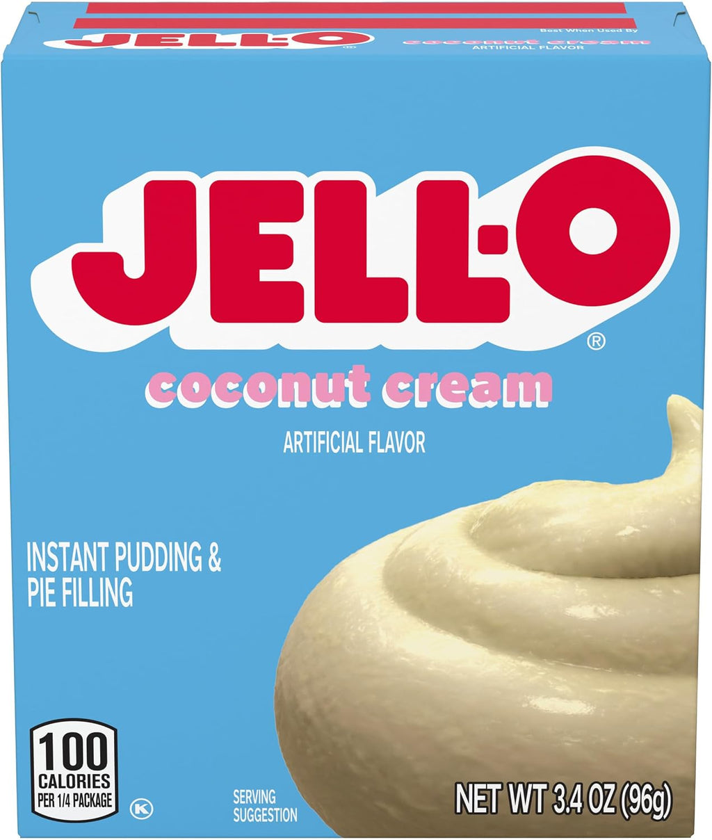 Jell-O Instant Pudding & Pie Filling Mix, Coconut Cream Flavor, Smooth & Creamy Dessert for Baking, Pies, Parfaits & No-Bake Recipes, 3.4 oz (Pack of 24)