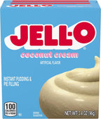 Jell-O Instant Pudding & Pie Filling Mix, Coconut Cream Flavor, Smooth & Creamy Dessert for Baking, Pies, Parfaits & No-Bake Recipes, 3.4 oz (Pack of 24)