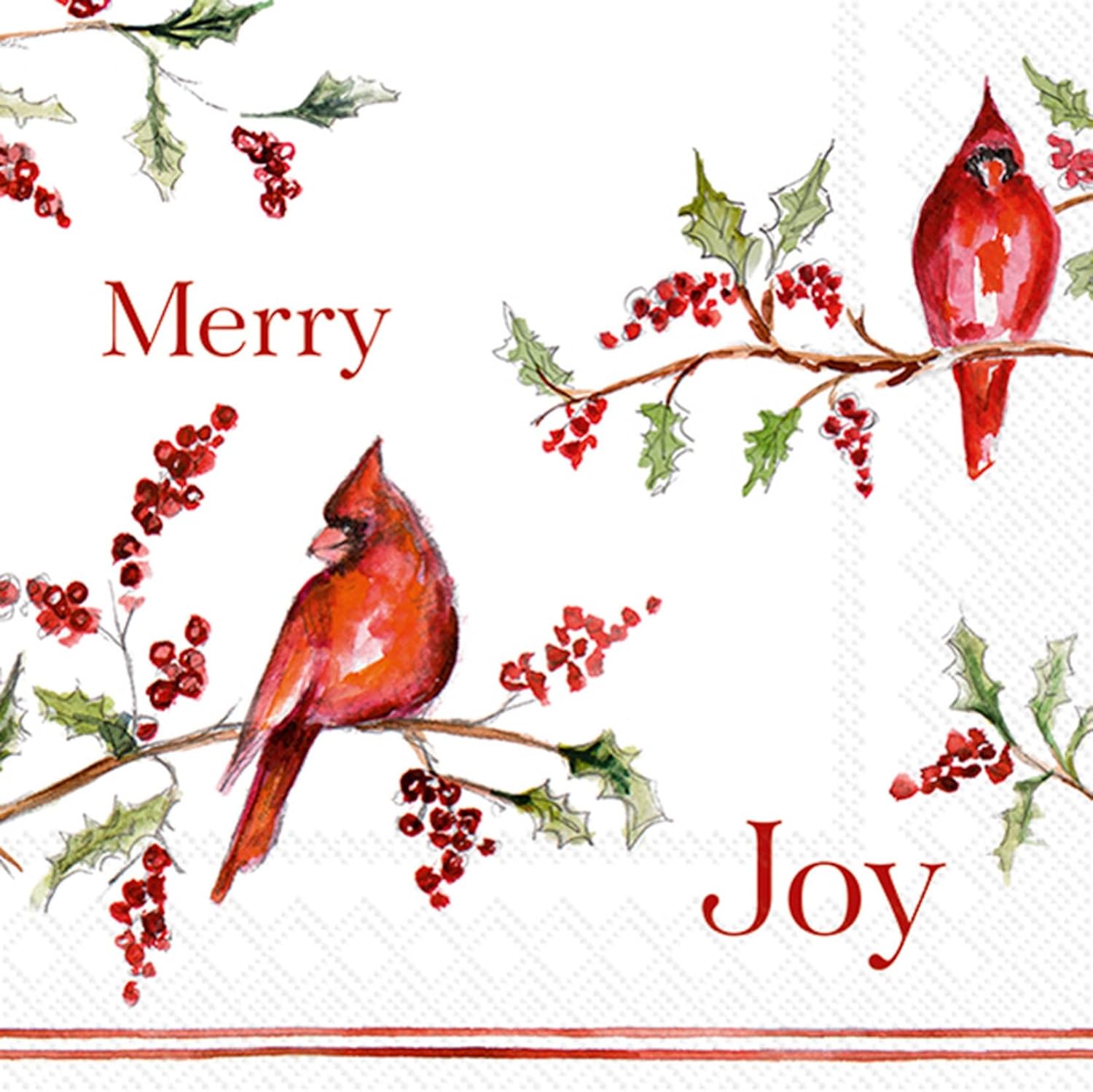 IHR Ideal Home Range Party Napkins Disposable 3-Ply Paper Lunch Napkin Pack, 6.5" x 6.5", Christmas Cardinal, 20-Count