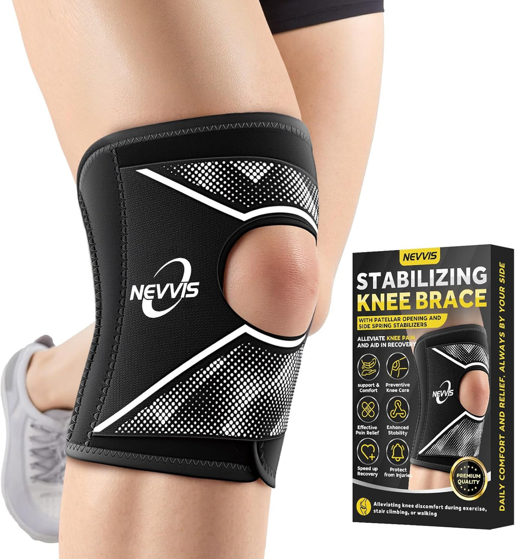 NEVVIS Knee Brace, Patellar stabilizing Knee Brace for Running Knee Support Meniscal Tear Knee Pain, ACL, MCL, Arthritis Injuries Recovery (Large)