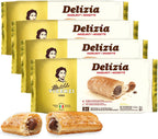Delizia Hazelnut Cream by Pasticceria Matilde Vicenzi, Cream Filled Puff Pastry Patisserie Rolls, All-Natural, Kosher Dairy, Made in Italy - 4.41oz (125g) Box, 4-Pack