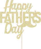Happy Fathers Day Cake Topper 11 Colours Fathers Day Decorations Double Sided Glitter Cake Decoration Fathers Day for Men Dad (Champagne Gold)