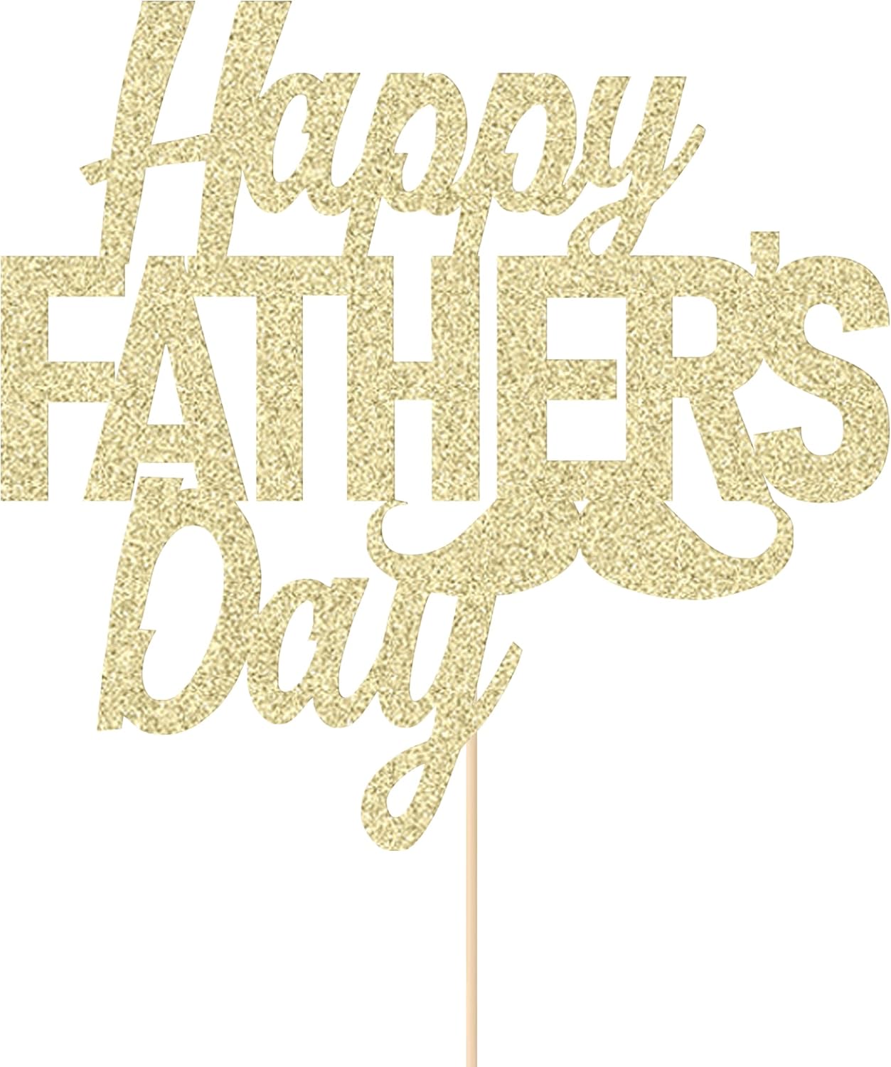 Happy Fathers Day Cake Topper 11 Colours Fathers Day Decorations Double Sided Glitter Cake Decoration Fathers Day for Men Dad (Champagne Gold)