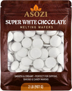 Super White Chocolate Melting Wafers – 2lb Resealable Bag, Premium Melting Chocolate Baking & Candy Coating Chocolate for Cookies, Truffles, Confections & Desserts (Super White Chocolate)