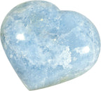 mookaitedecor Natural Blue Celestite Crystal Heart Shaped Stone, Polished Celestine Puff Hearts Crystals Ornament for Healing Home Decor Collectible, 3.58-3.93 Inch