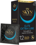 SKYN Elite Extra Lube Condoms – 12 Count – Ultra-Thin, Lubricated Latex-Free Condoms with Extra-Silky Lubricant