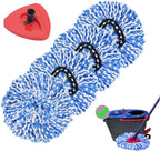 4 Pack Spin Mop Replacement Heads Microfiber Mop Refills Compatible with 2 Tank System Replace Head Safe for Cleaning All Hard-surfaced Floors Includes 1 Extra Mop Replacement Base