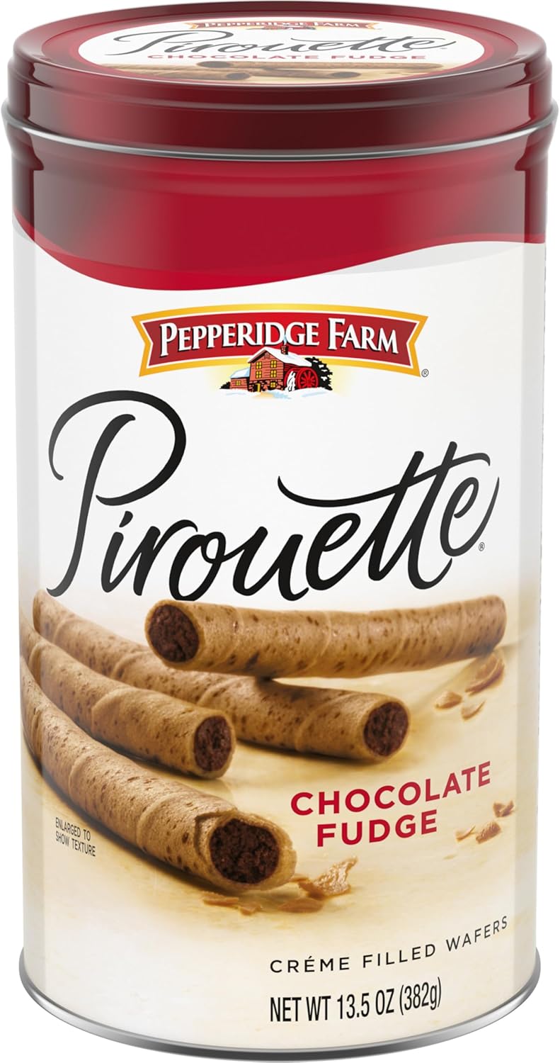 Pepperidge Farm Pirouette Cookies, Chocolate Fudge Créme Filled Wafers, 13.5 Oz Tin