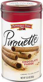 Pepperidge Farm Pirouette Cookies, Chocolate Fudge Créme Filled Wafers, 13.5 Oz Tin