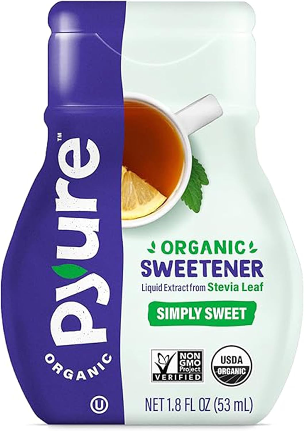 Pyure Organic Liquid Stevia Extract Sweetener – Zero Calorie, Sugar Free, Keto Friendly, Plant-Based Sugar Substitute – Non-GMO, Diabetic Friendly, Zero Carb, No Aftertaste – Simply Sweet – 1.8 fl oz