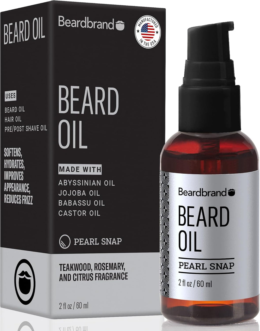 Beardbrand Beard Oil for Men with Jojoba & Vitamin E – Softens Stubble, Conditions Skin & Promotes Beard Growth | Teakwood, Rosemary, & Citrus Scent | 2 fl oz
