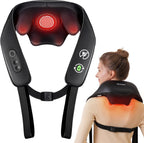 KNQZE Neck and Shoulder Massager with Heat, Cordless Back and Neck Massager, Upgraded Graphene Heating, 4D Shiatsu Deep Kneading Massage for Shoulder, Back,Leg,Pain Relief, Gift for Dad Mom (Black)
