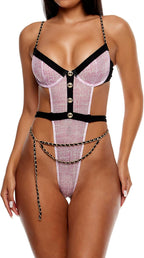 Forplay Women's Keep It Classy Mesh Teddy Lingerie Set