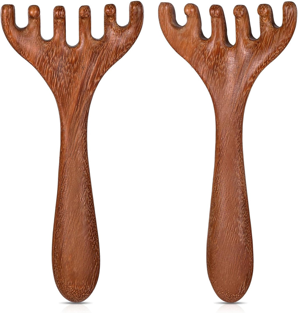 Massage Comb, 2 Pcs Protable Head Scratcher Scalp Wooden Massager Wide Tooth Sandalwood Hair Combs for Women Men
