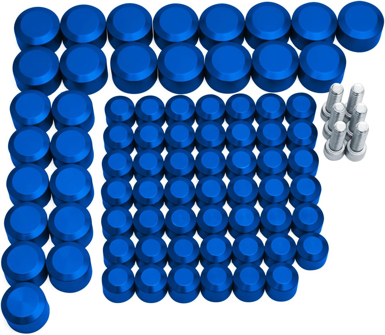 Bolt Covers Engine Twin Cam Toppers Caps Kit Aluminum for Harley Touring 2007-2016 Road King Electra Street Glide Road Glides FLT FLH 75Pcs (Blue)