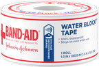 Band-Aid Brand First Aid Water Block 100% Waterproof Self-Adhesive Tape Roll for Durable Wound Care to Firmly Secure Bandages, 1 in by 10 yd