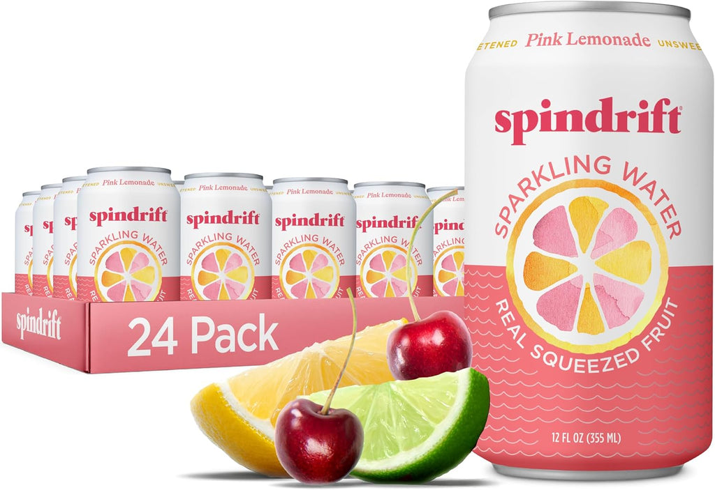 Spindrift Pink Lemonade Can 12 Ounce (Pack of 24)