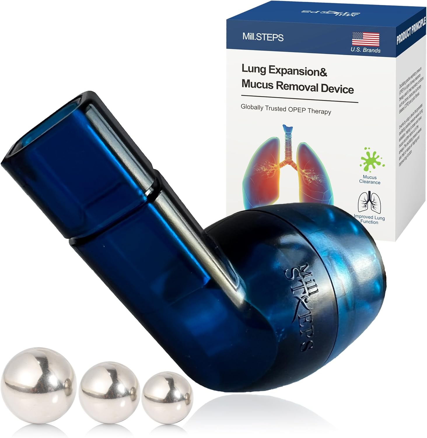 MILLSTEPS Breathing Exercise Device for Lungs,Flutter Valve,Expiratory Breathing Exerciser - Clear Mucus from Airways Naturally & Build Stronger Lungs
