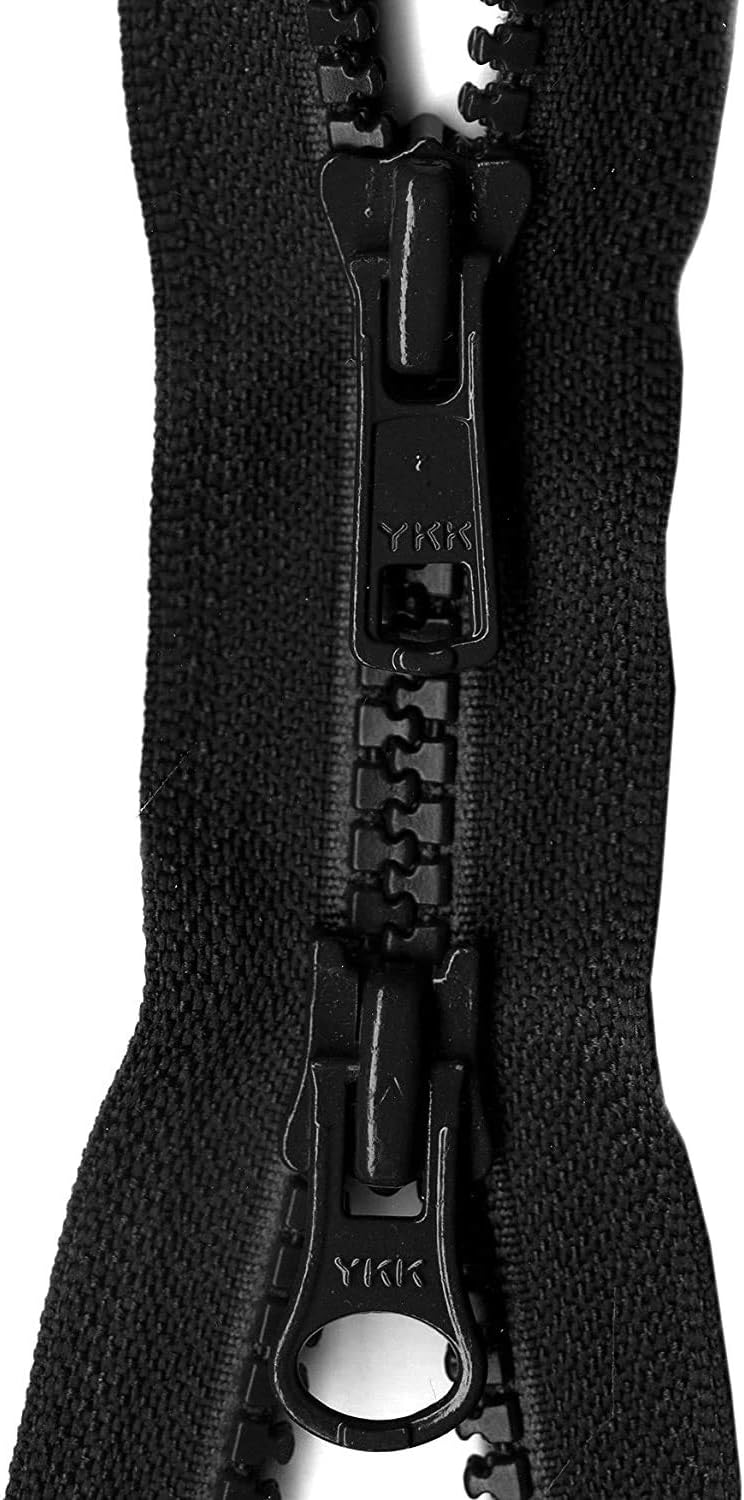 #5 Molded Vislon YKK Jacket 2-Way Separating Zipper - Choose Your Color & Length - Made in The United States (1 Zipper Per Pack) (Black, 29" Inches)