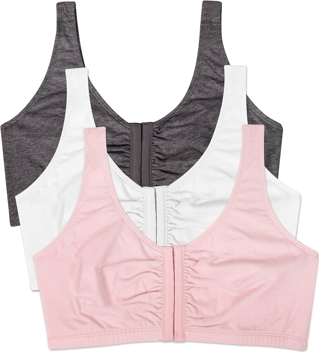 Fruit of the Loom Women's Multi-Pack Front Close Sports Bra