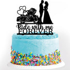 Funny Motorcycle Wedding Cake Topper Ride With Me Forever Cake Topper Motorcycle Theme Wedding/Anniversary/Bridal Shower Party Decorations
