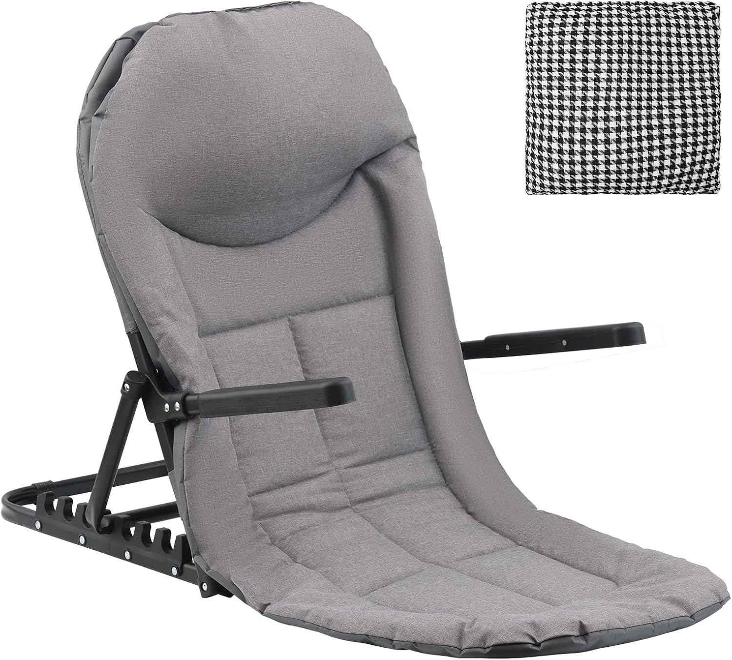 Adjustable Lifting Bed Backrest with Armrests, 7-Level Folding Sit Up Support, Portable Multifunctional Bed Chair with Pillow for Neck Head & Lumbar Support for Elderly Patients Reading Resting