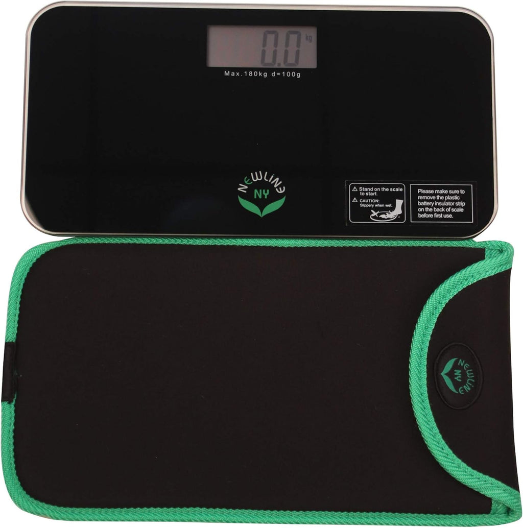 NewlineNY Black Mini Bathroom Scale + Travel Slip Case SBB-0718MBK+101BG