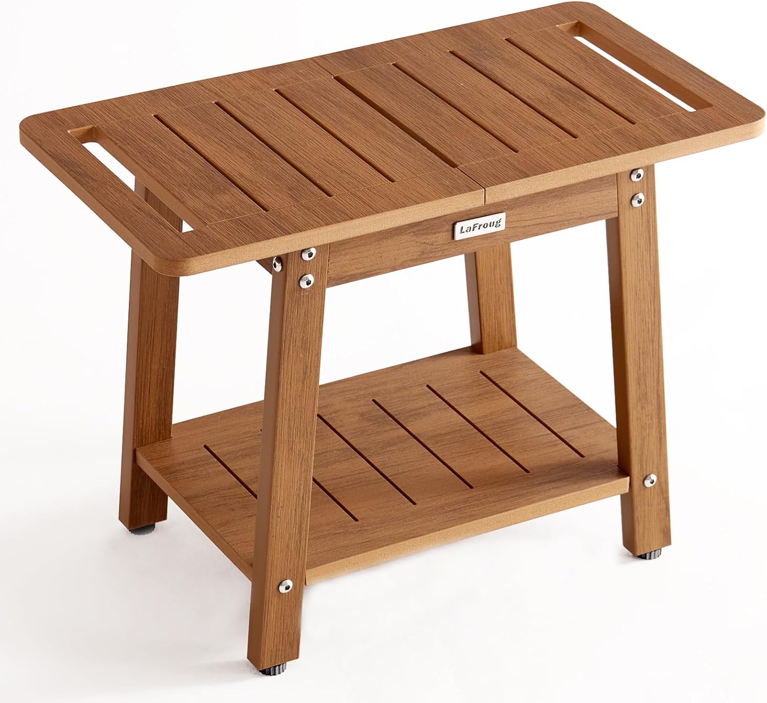 HDPS Shower Bench Seat for Inside Shower, Large Shower Stool for Shaving Legs, Shower Chair for Inside Shower to Sit On, Bath Shower Seat With Storage Shelf, Shower Foot Stool, Non-Slip, Brown