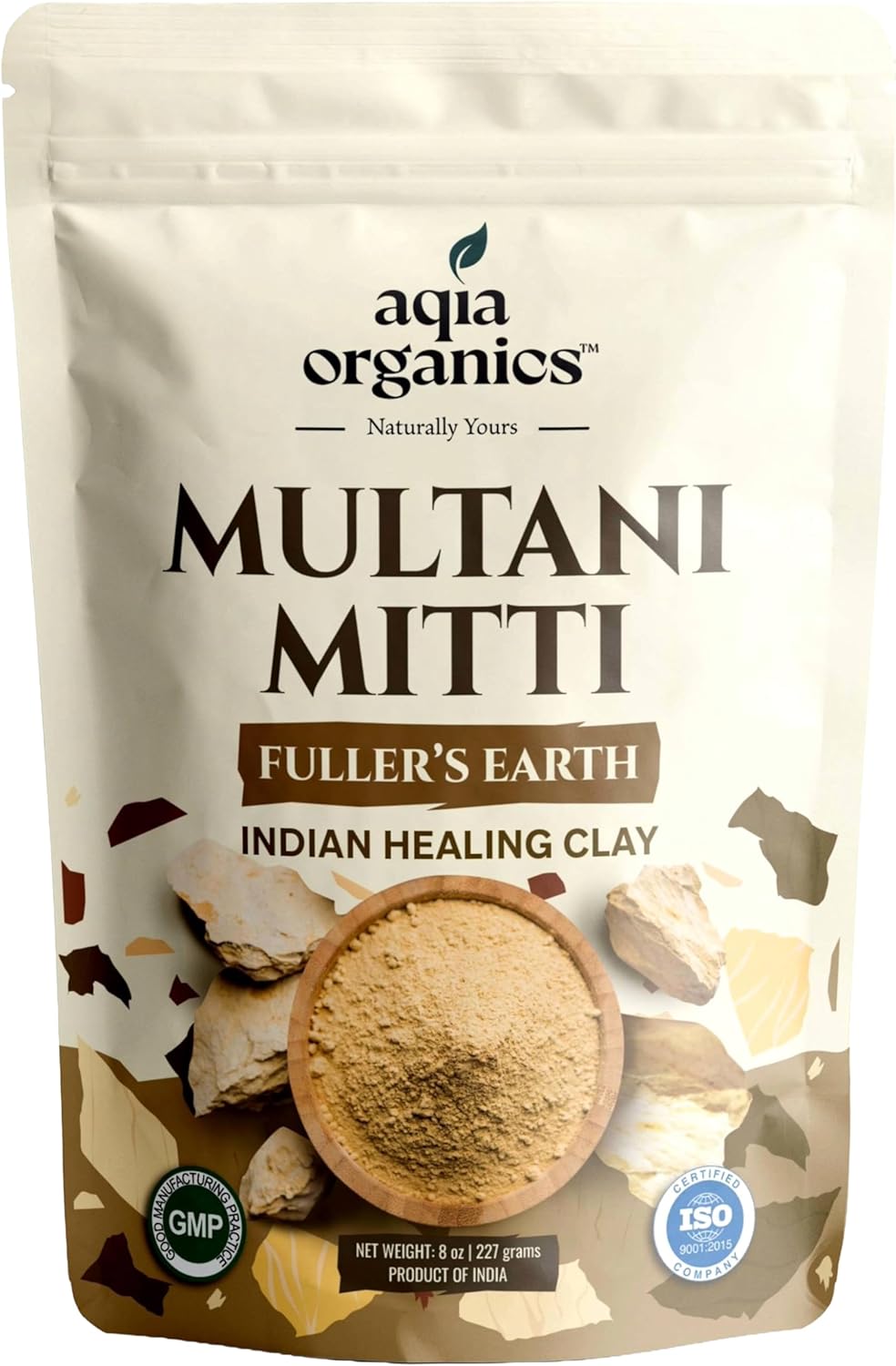 Multani Mitti Powder | Indian Healing Clay | 100% Pure Fullers Earth Powder for Natural Skin Tightening Face Mask | Deep Pores Cleansing | Bentonite Clay | Tan Removal Face Pack | 8 oz