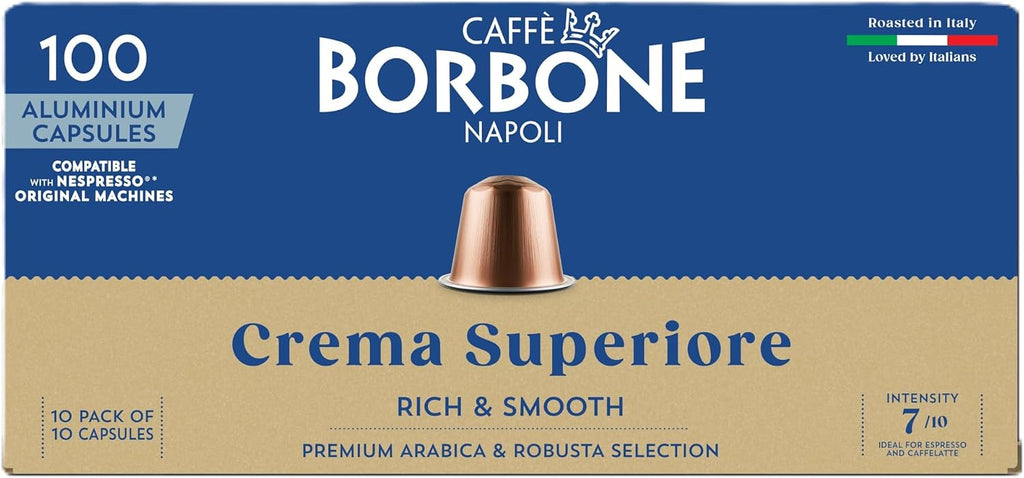 Caffè Borbone Crema Superiore Aluminum Capsules Compatible with Nespresso Original Machines, Medium Roast, 100 Count