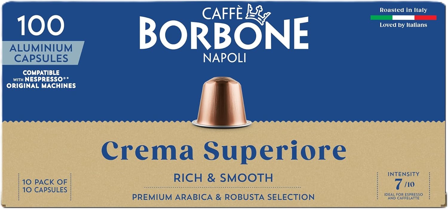Caffè Borbone Crema Superiore Aluminum Capsules Compatible with Nespresso Original Machines, Medium Roast, 100 Count
