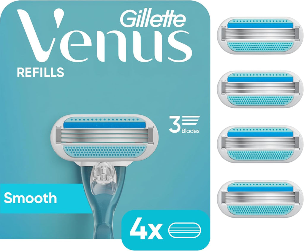Gillette Venus Women's Original 3 Blade Razor Refills, 4 Count (Packaging May Vary)
