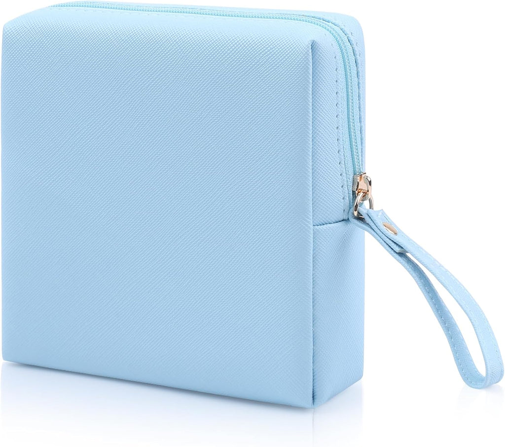 Sanitary Napkin Period bag for Women, Sanitary Napkin Storage Bag, PU Leather Sanitary Pad Bags Pounch, Portable Tampons Zipper Organizer Bag with Handle for Ladies