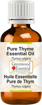 Greenwood Essential Thyme Essential Oil (Thymus vulgaris) Pure | Non-Sticky | Non-Greasy | Lightweight | Men & Women | All Skin Types | Steam Distilled 30ml (1 oz)