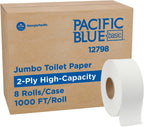 Georgia-Pacific Pacific Blue Basic 2-Ply Jumbo Jr. 9" Toilet Paper by GP PRO (Georgia-Pacific), 12798, 1,000 Linear Feet per Roll, 8 Rolls Per Case
