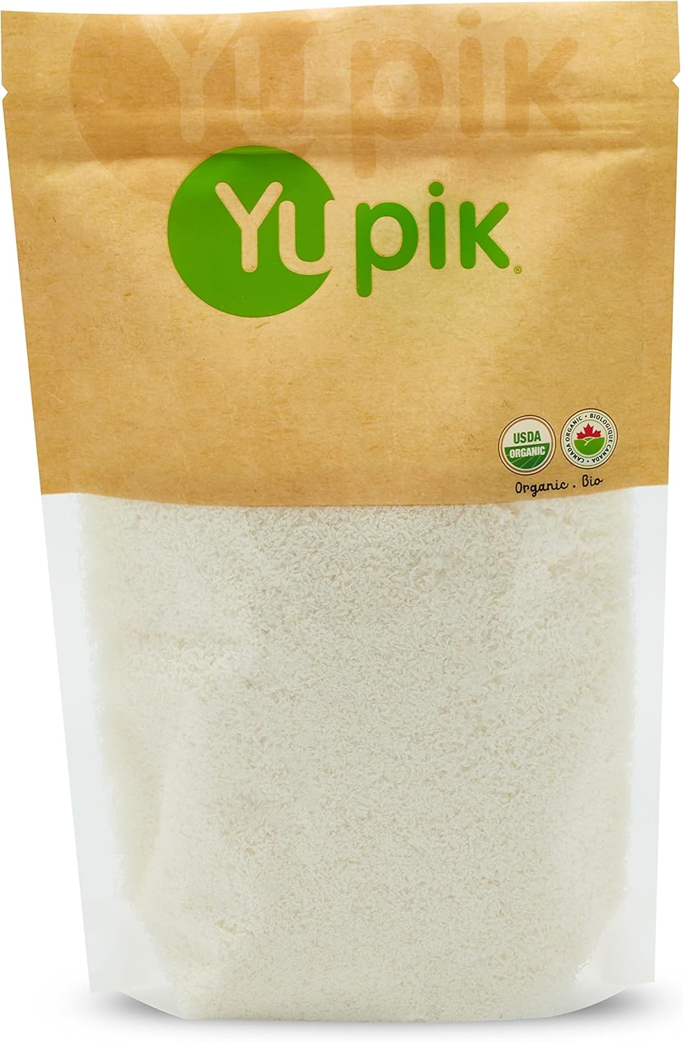Yupik Organic Desiccated Coconut, Fine, 1 lb (16 oz), Non-GMO, Vegan, Gluten-Free, Kosher, Finely Ground, Unsweetened, No Added Sugar, Oil-Free, Source of Fiber, Healthy Snacks, Ideal for Topping