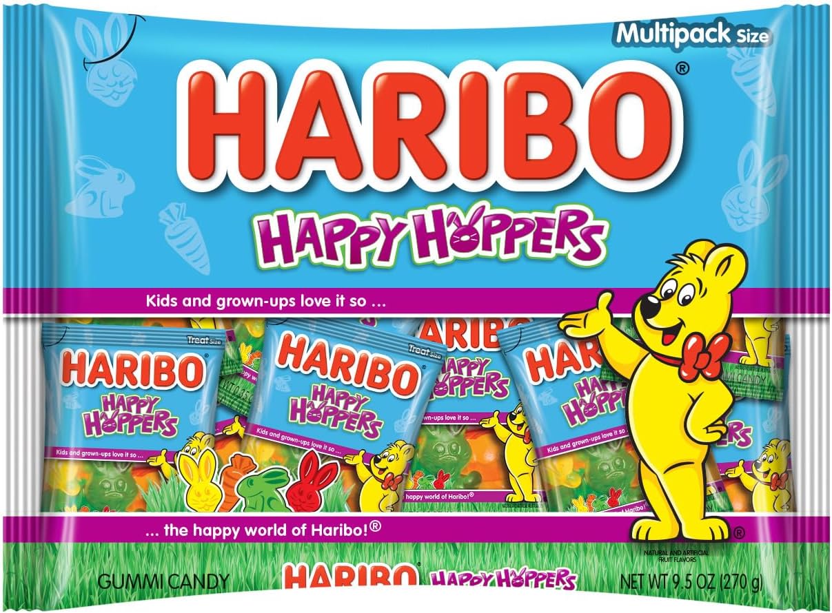 HARIBO Easter Happy Hoppers Gummi Candy, Individually Treat Size Wrapped Packets, 9.5 oz. Bag