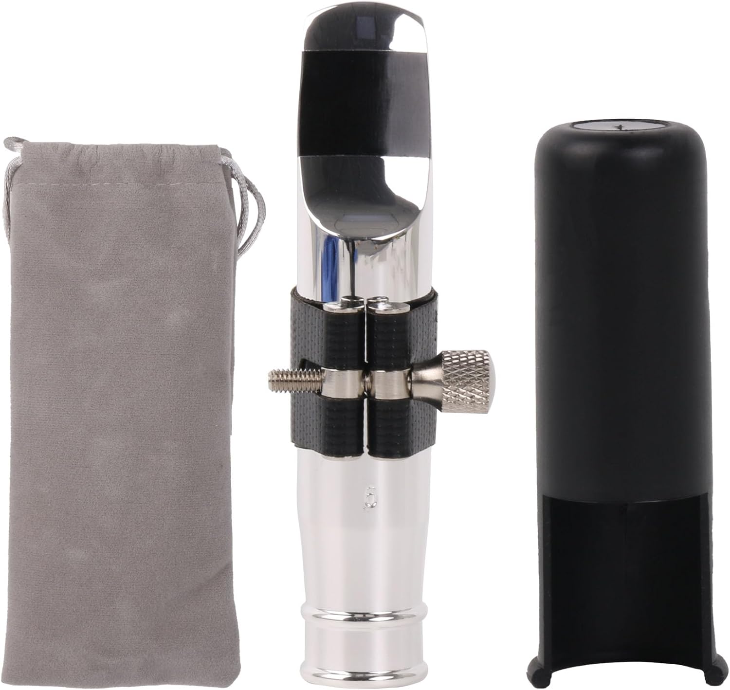 BQLZR Tenor Saxophone Mouthpiece 6# Clamp Cap Repair Kit for Jazz Pop Silver Plated