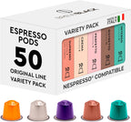 BrewBlack Variety Pack Coffee Capsules - 50 Aluminum Coffee Pods Compatible with Nespresso Original line, Medium and Dark Roast - Made in Italy