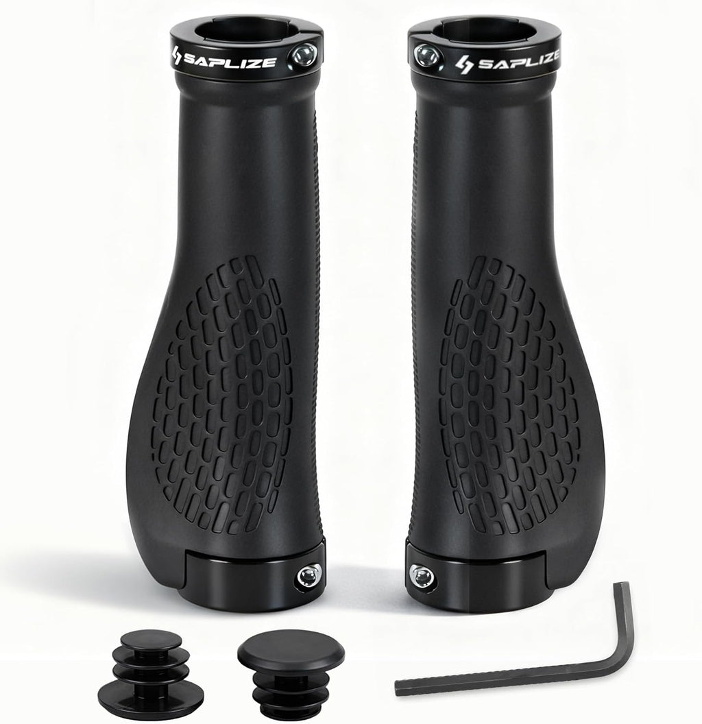SAPLIZE Bike Handlebar Grips, Multi Colors/Design Optional, Ergonomic Design, Aluminum Double Lock-on, Mountain Bike Grips, MTB BMX Downhill Foldable Urban Bicycles Grips, Scooter Grips