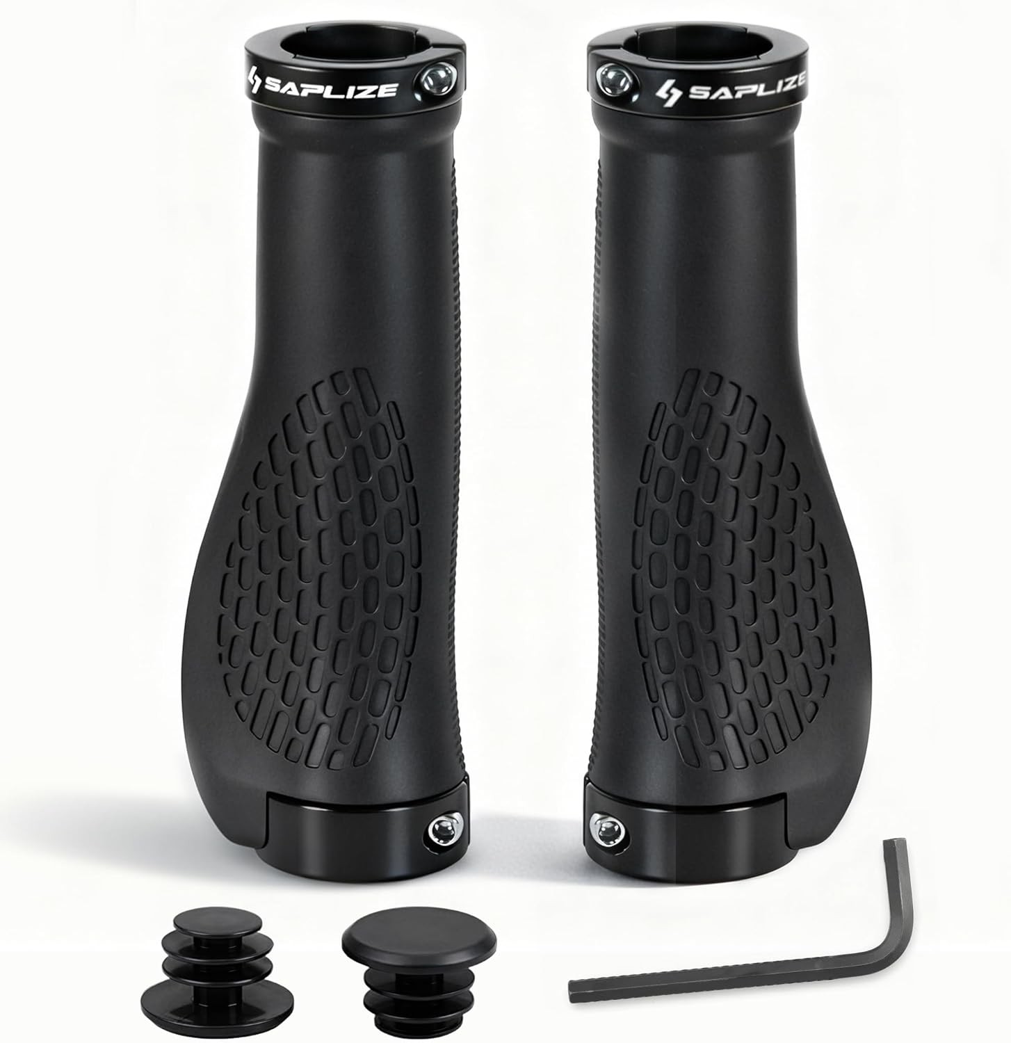 SAPLIZE Bike Handlebar Grips, Multi Colors/Design Optional, Ergonomic Design, Aluminum Double Lock-on, Mountain Bike Grips, MTB BMX Downhill Foldable Urban Bicycles Grips, Scooter Grips