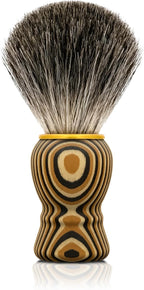 Hand Crafted Pure Badger Shaving Brush for Wet Shave, Soft Bristle, Art Annual Ring Wood Handle, Best Gift for Bearded Man