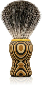 KIKC Hand Crafted Pure Badger Shaving Brush for Wet Shave, Soft Bristle, Art Annual Ring Wood Handle, Best Gift for Bearded Man
